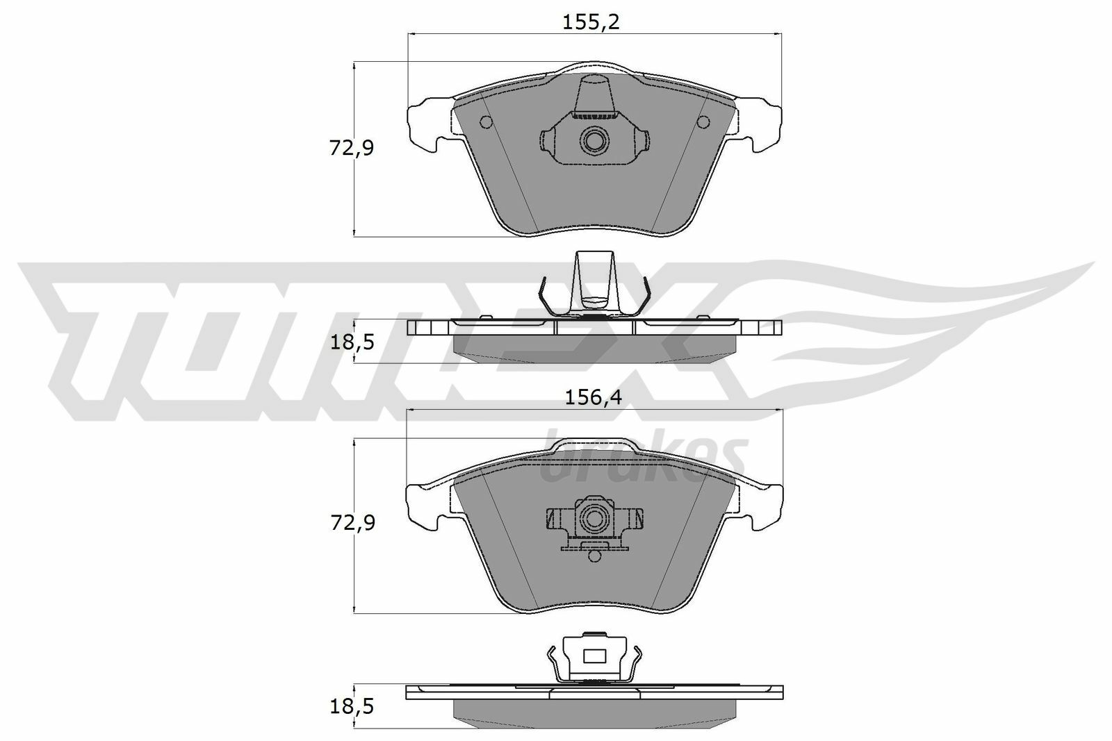 Sada brzdových destiček, kotoučová brzda TOMEX Brakes